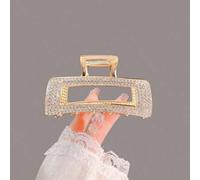 Shein 1 pieza Pinza para el cabello de aleación con cuadrado hueco de rhinestone, accesorio elegante y lujoso para el cabello para peinados diarios, regalo