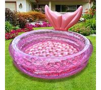 Shein 1 pieza Piscina inflable redonda con diseño de escamas de pez, piscina para fiestas, piscina decorativa, piscina de bolas, material de PVC reforzado,