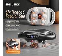 Shein 1 pieza Pistola de masaje Benbo de 6 cabezales, 9 modos, gris y blanco, que masajea profundamente todos los músculos del Body para aliviar el dolor. U
