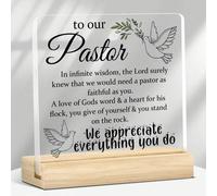 Shein 1 pieza Placa acrílica "Para nuestro pastor", regalo religioso inspirador, letrero de escritorio para agradecimiento al líder de la iglesia, jubilació