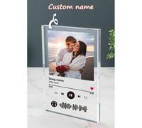 Shein 1 pieza Placa de bloque acrílico personalizada con foto y nombre de canción, Placa de canción acrílica personalizada, Regalo de música personalizado,