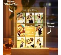 Shein 1 Pieza Placa De Luz Nocturna De Foto Personalizada, Placa De Códigos De Spotify Personalizada Escaneable, Lámpara De Luz Nocturna De Música Personali
