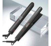 Shein 1 Pieza Plancha de Pelo Calentador PTC con Pantalla LCD 2 en 1 Alisador y Rizador con 1 Guante y 2 Pinzas para el Cabello