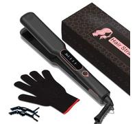 Shein 1 Pieza Plancha de Pelo Cerámica con Calentador PTC de Placa Plana de 1.5 Pulgadas, con 1 Guante y 2 Pinzas