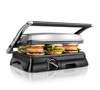 Shein 1 pieza Plancha eléctrica 4 en 1, máquina multifuncional para el desayuno, prensa de panini, sandwichera, 2000W, control de temperatura con perilla, c