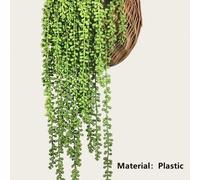 Shein 1 pieza Planta artificial verde de 5 ramas, enredadera colgante de lágrimas, follaje falso para cesta, decoración de pared interior para hogar, boda,