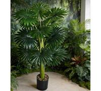 Shein 1 pieza Planta de palma artificial grande, un árbol de plátano artificial de 45 pulgadas de alto y una planta tropical con hojas en forma de abanico,