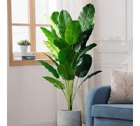 Shein 1 pieza Planta de palma artificial grande, un árbol de plátano artificial de 45 pulgadas de alto y una planta tropical con hojas en forma de abanico,