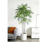 Shein 1 pieza Planta verde artificial grande, diseño de tallo único con follaje frondoso, decoración de Feng Shui auspiciosa, nuevo estilo chino zen bonsái,