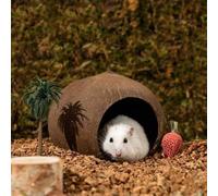 Shein 1 Pieza Plantas de enredaderas de reptil con escalera de cáscara de coco, escondite para decoración de cangrejo ermitaño, dragón barbudo, lagarto, cam