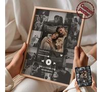 Shein 1 pieza Plantilla de póster de música personalizada en lienzo, collage de fotos de nuestra canción como regalo de celebración, decoración de habitació