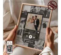 Shein 1 pieza Plantilla de póster musical para celebración de aniversario de boda. Póster personalizable, collage de fotos de nuestra canción como regalo de