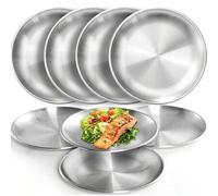 Shein 1 pieza Plato de acero inoxidable, plato para barbacoa al aire libre, plato para pizza, plato para ensalada, plato para camping, plato para pasta, pla