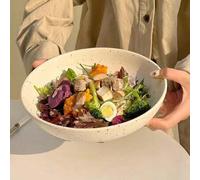 Shein 1 pieza Plato para ensalada redondo de color beige con salpicaduras de tinta, Tazón para sopa con puntos de tinta, Tazón para fideos, Tazón para ensal