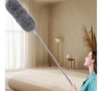 Shein 1 pieza Plumero de microfibra, plumero de plumas extensible (acero inoxidable) de 25 a 56 pulgadas, plumeros reutilizables y flexibles, plumeros lavab