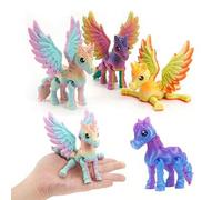 Shein 1 pieza Poni ángel unicornio de colores 3D impreso, con articulaciones de una sola pieza que se pueden mover, modelos de animales creativos y lindos,