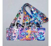 Shein 1 pieza, Portacarnet Disney, Portacarnet de la animación Stitch, Portacarnet universitario, Funda protectora de identificación con cordón, Portacarnet