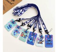 Shein 1 pieza Portador de tarjeta de estudiante de campus de dibujos animados de Disney, Estuche para tarjeta de identificación con cordón de Stitch, Protec