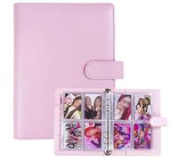 Shein 1 pieza Portafolios de hojas sueltas estilo coreano tamaño A5, 25 páginas, 4 ranuras para tarjetas, 200 ranuras para tarjetas, cubierta de piel sintét