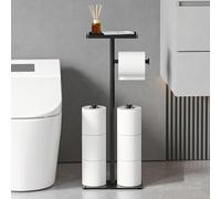 Shein 1 pieza Portarrollos de pie con bandeja de almacenamiento, puede contener hasta 6 rollos - Accesorio esencial de baño, decoración de baño, decoración