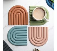 Shein 1 pieza Posavasos de silicona de arcoíris vibrante - Resistente al calor, antideslizante, aislante, protector de mesa, soporte para tazas, accesorio d