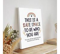 Shein 1 PIEZA Póster de lienzo de espacio seguro de salud mental, señal de asesoramiento, decoración de oficina del consejero escolar, decoración del aula,