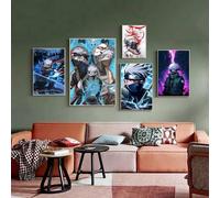 Shein 1 pieza Póster de pared con personaje de anime Naruto Hatake Kakashi HD, decoración retro de habitación linda, apropiado para decoración de habitación