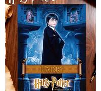 Shein 1 pieza Póster holográfico con efecto de transformación con tema de Harry Potter, 3 transiciones de escenas, arte del mundo mágico, póster de película
