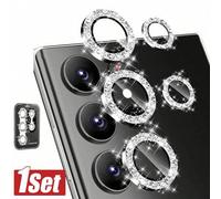 Shein 1 pieza Protector de pantalla con lente de purpurina plateada y placa de posicionamiento auxiliar, fácil de aplicar, anti-arañazos, compatible con Sam