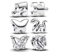 Shein 1 pieza Pulsera/Collar de la serie de cuentas plateadas minimalista, incluye notas musicales, rompecabezas, mariposa, serpiente, cuentas de caballo, j