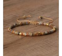 Shein 1 Pieza Pulsera con cuentas de jaspe de Picasso, ajustable de alta calidad, pulsera minimalista, pulsera de piedra natural, pulsera delicada
