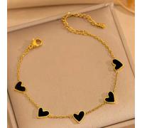 Shein 1 pieza Pulsera con dije de corazón entrelazado chapado en oro de 18K de acero inoxidable 304 - Multicolor (rosa, azul, verde, turquesa, negro, blanco