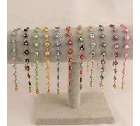 Shein 1 pieza Pulsera de acero inoxidable con ojo turco para mujer - Encanto de esmalte colorido con acentos en tono dorado, cuentas multicolores vibrantes