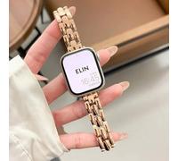 Shein 1 pieza Pulsera de acero inoxidable ultrafina de oro rosa, compatible con Apple Watch de 45mm, 46mm, 41mm, 40mm, 44mm, 42mm, 38mm, 49mm, pulsera de me
