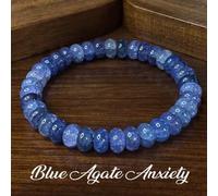 Shein 1 pieza Pulsera de ágata azul para la ansiedad - Equilibra las emociones, mejora la autoconfianza y la fuerza de voluntad, la intuición y la percepció