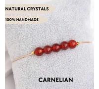 Shein 1 pieza Pulsera de cornalina, joyería de ágata roja, cristal natural lindo de julio, piedra natal de Cáncer, regalo de valor, pasión y coraje