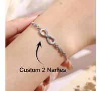 Shein 1 pieza Pulsera de hombre personalizada con símbolo de infinito 8, pulsera de cuero trenzado personalizada, nombre grabado personalizado, texto, nombr
