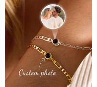 Shein 1 pieza Pulsera personalizada con proyección de foto, pulsera de cadena NK 3 en 1 con foto en el interior, pulsera de memoria de proyección de foto de