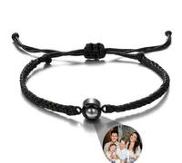 Shein 1 pieza Pulsera personalizada con proyección de foto, pulsera trenzada de acero inoxidable y de colores para parejas, adecuada para mujeres, parejas,