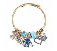 Shein 1 pieza Pulsera y brazalete de joyería con dije de Stitch de Disney, regalo con cristal azul para hacer pulseras DIY