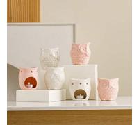 Shein 1 pieza Quemador de aromaterapia con forma de búho - Diseño de "no ver el mal, no oír el mal, no decir el mal", estilo de dibujos animados, portavelas