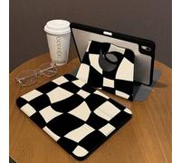 Shein 1 pieza, ranura para bolígrafo + funda protectora para tablet Apple giratoria 720°, con patrón de cuadros blanco y negro, apta para Pro 2024 de 13 pul