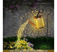 Shein 1 pieza Regadera solar con luces, grandes luces solares colgantes tipo cascada, a prueba de agua, decoración de jardín exterior para patio, jardín, se