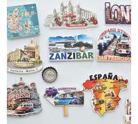 Shein 1 pieza Regalo de vacaciones, Imán de nevera de España, Imán de nevera de Zanzíbar, Imán de nevera de San Francisco, Imán de nevera de Mallorca, Imán