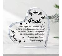 Shein 1 pieza Regalo para Padre, "Papá" en español, "À Mon Papa" en francés, Placa de acrílico en forma de corazón para escritorio, Regalo de agradecimiento