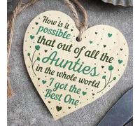 Shein 1 Pieza Regalos divertidos para tías, Ornamento de madera con forma de corazón, Carteles "De todas las tías del mundo, yo tengo a la mejor" para decor