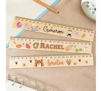 Shein 1 pieza Regla de dibujo de madera personalizable y linda, regla recta de 20 cm, herramienta de dibujo y medición para oficina y escuela, regalo para e