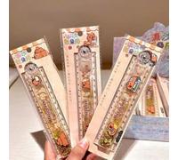 Shein 1 pieza Regla plegable con arena líquida impermeable con diseño de capibara, regla de alta calidad con tema de capibara lindo para estudiantes y exáme