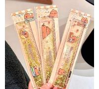 Shein 1 pieza Regla plegable de líquido de capibara, regla recta de 20 cm para uso estudiantil en exámenes, artículos de papelería, color no especificado, ú