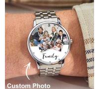 Shein 1 pieza Reloj con foto personalizada Pulsera de aleación de caballero reloj con foto grabada para mi familia, novio, regalo del Día de San Valentín pa